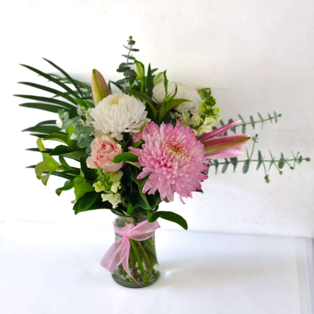 Pink vase arrangement